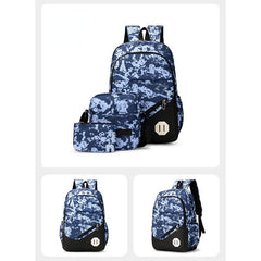 3pcs Camouflage Backpack Crossbody Handbag Set