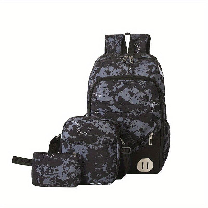 3pcs Camouflage Backpack Crossbody Handbag Set