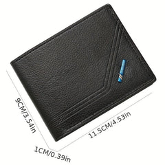 Men's Leather Short Wallet Litchi Pattern Multiple Card Slots Coin Purse
