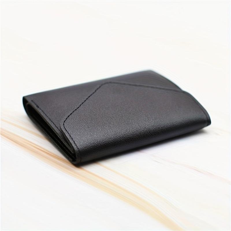 Men's Leather Short Wallet Money Clip Trifold Wallet Coin Purse