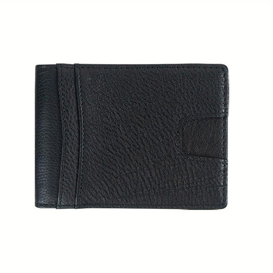 Men's Leather Money Clip Card Slot ID Window Slim Wallet