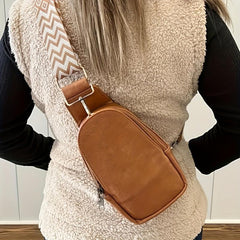 Vintage Bohemian Sling Bag for Women Faux Leather Crossbody Chest Bag