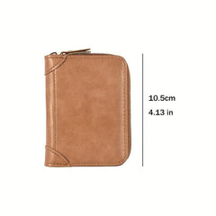 Men's Zipper Card Holder Short Wallet Leather Large Capacity Vintage Coin Purse