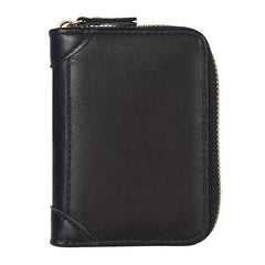 Men's Zipper Card Holder Short Wallet Leather Large Capacity Vintage Coin Purse
