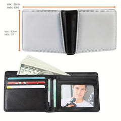 Men's Sublimation Wallet Leather Short Wallet Money Clip Card Holder