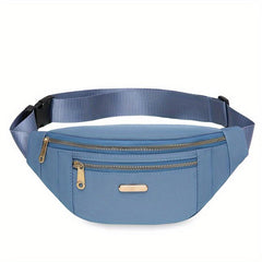 Zipper Front Waist Bag Nylon Crossbody Bag