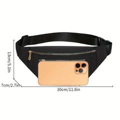 Zipper Front Waist Bag Nylon Crossbody Bag
