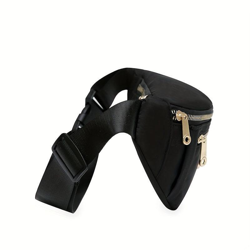 Zipper Front Waist Bag Nylon Crossbody Bag