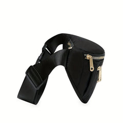 Zipper Front Waist Bag Nylon Crossbody Bag