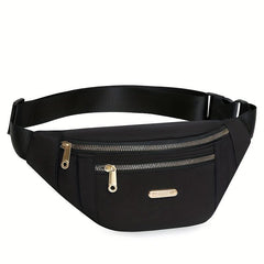 Zipper Front Waist Bag Nylon Crossbody Bag