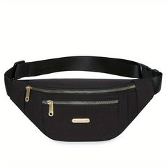 Zipper Front Waist Bag Nylon Crossbody Bag