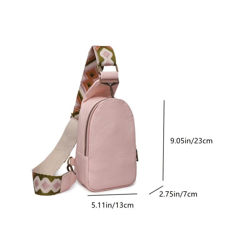 Geometric Strap Crossbody Chest Bag Zipper Sling Bag for Sports