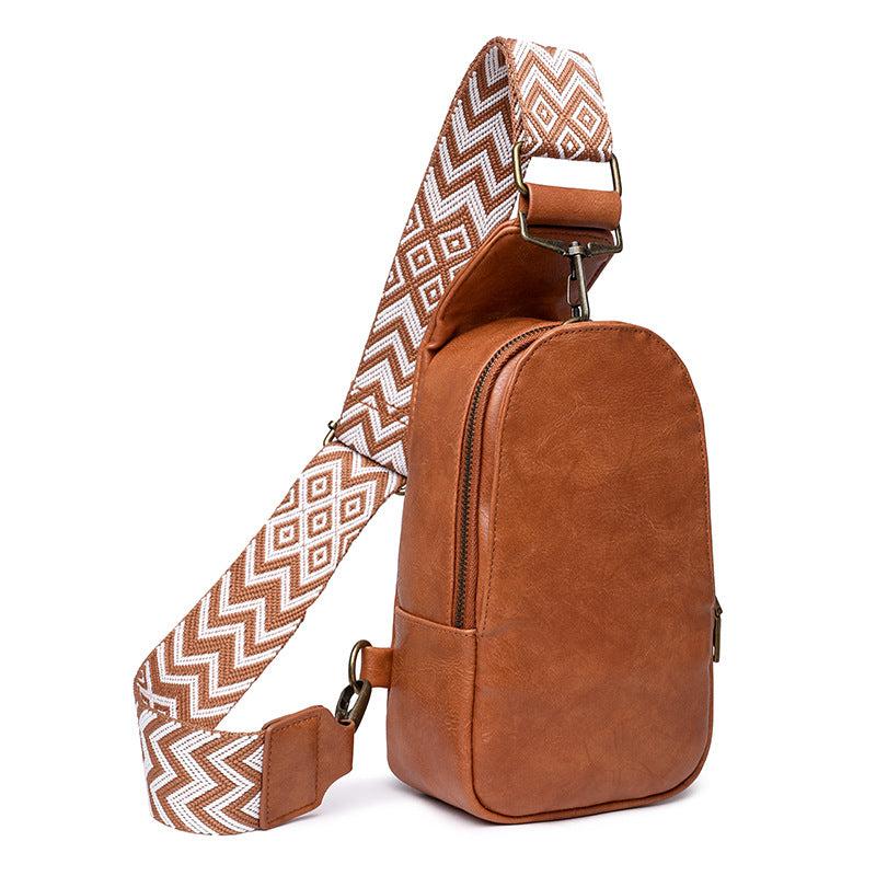 Geometric Strap Crossbody Chest Bag Zipper Sling Bag for Sports