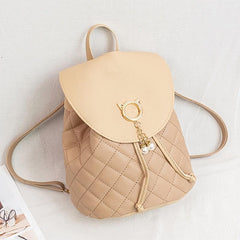 Women's Mini Backpack - Stylish Argyle Quilted Bag for School and Travel