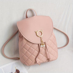 Women's Mini Backpack - Stylish Argyle Quilted Bag for School and Travel