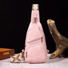 Retro Wax Leather Mini Sling Bag Pockets PU Leather Chest Bag