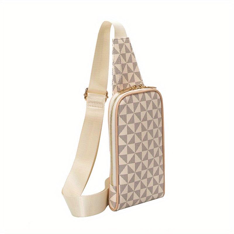 Geometric Pattern Sling Bag PU Leather Chest Bag