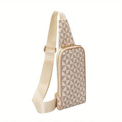Geometric Pattern Sling Bag PU Leather Chest Bag