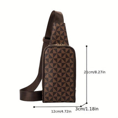 Geometric Pattern Sling Bag PU Leather Chest Bag