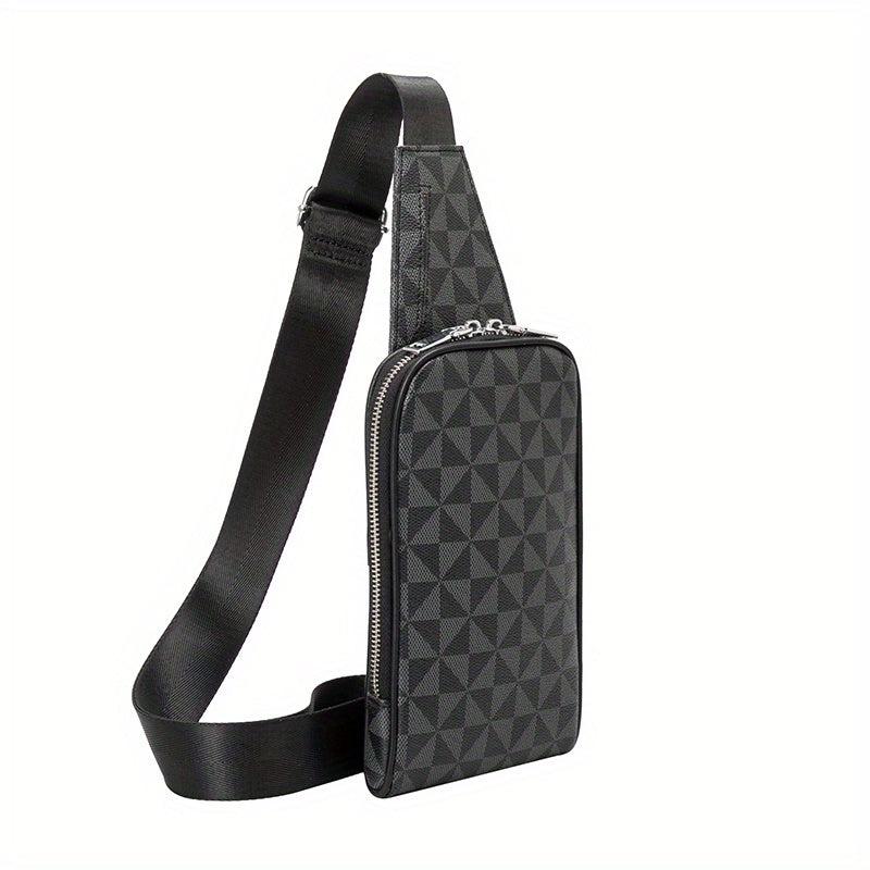 Geometric Pattern Sling Bag PU Leather Chest Bag