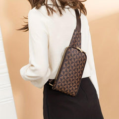 Geometric Pattern Sling Bag PU Leather Chest Bag