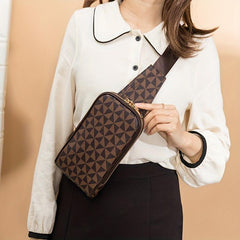 Geometric Pattern Sling Bag PU Leather Chest Bag