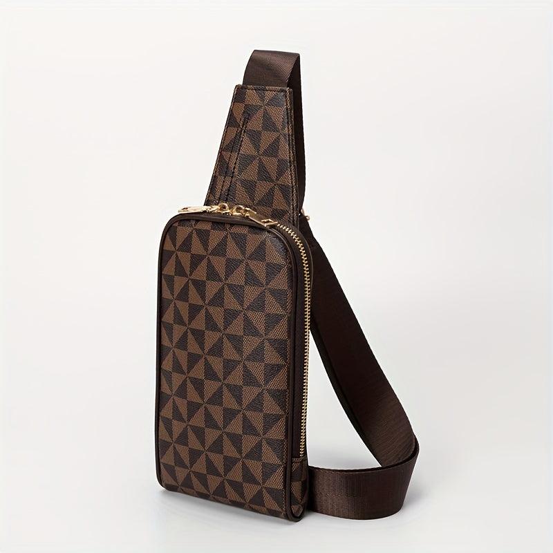Geometric Pattern Sling Bag PU Leather Chest Bag