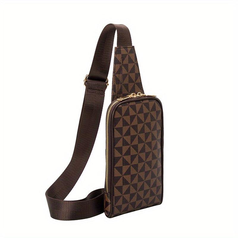 Geometric Pattern Sling Bag PU Leather Chest Bag