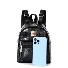 Crocodile Pattern Mini Backpack PU Leather Casual Rucksack