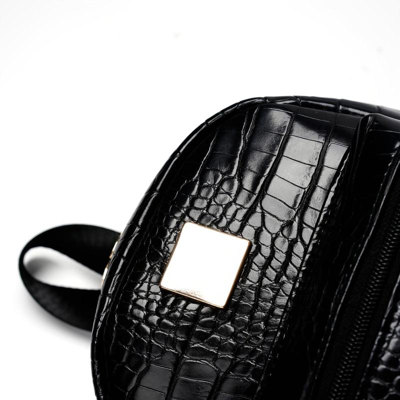 Crocodile Pattern Mini Backpack PU Leather Casual Rucksack