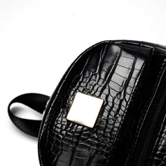 Crocodile Pattern Mini Backpack PU Leather Casual Rucksack
