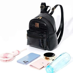 Crocodile Pattern Mini Backpack PU Leather Casual Rucksack