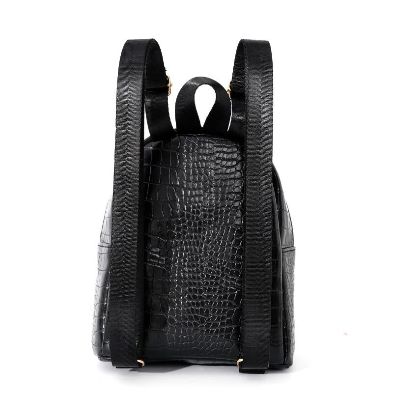 Crocodile Pattern Mini Backpack PU Leather Casual Rucksack