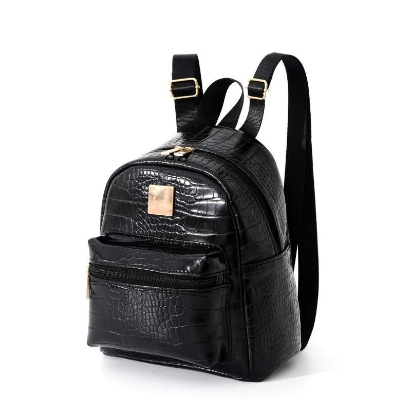 Crocodile Pattern Mini Backpack PU Leather Casual Rucksack