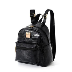 Crocodile Pattern Mini Backpack PU Leather Casual Rucksack