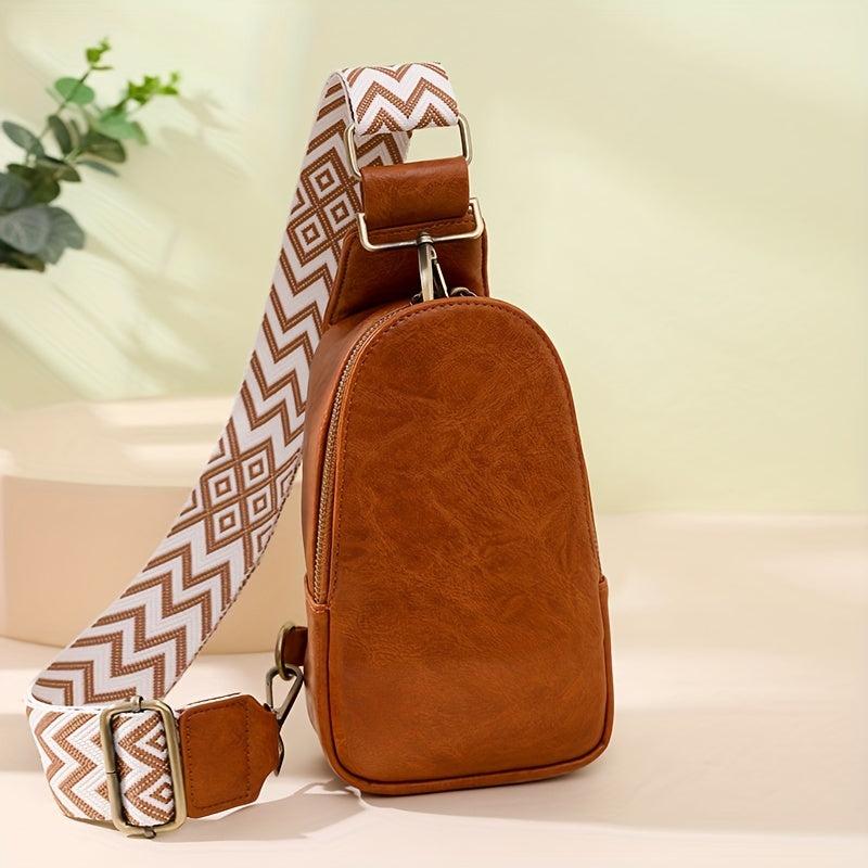 Geometric Strap Sling Bag Boho Style Crossbody Bag