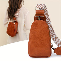 Geometric Strap Sling Bag Boho Style Crossbody Bag