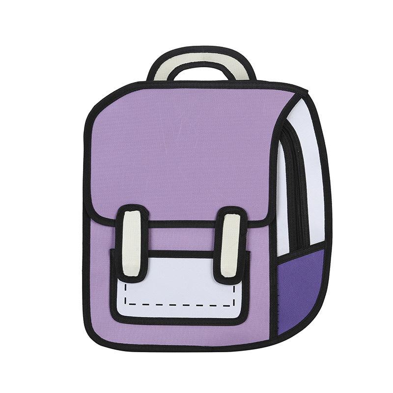 2D Cartoon Shape Backpack Contrast Bag Kids School Bag