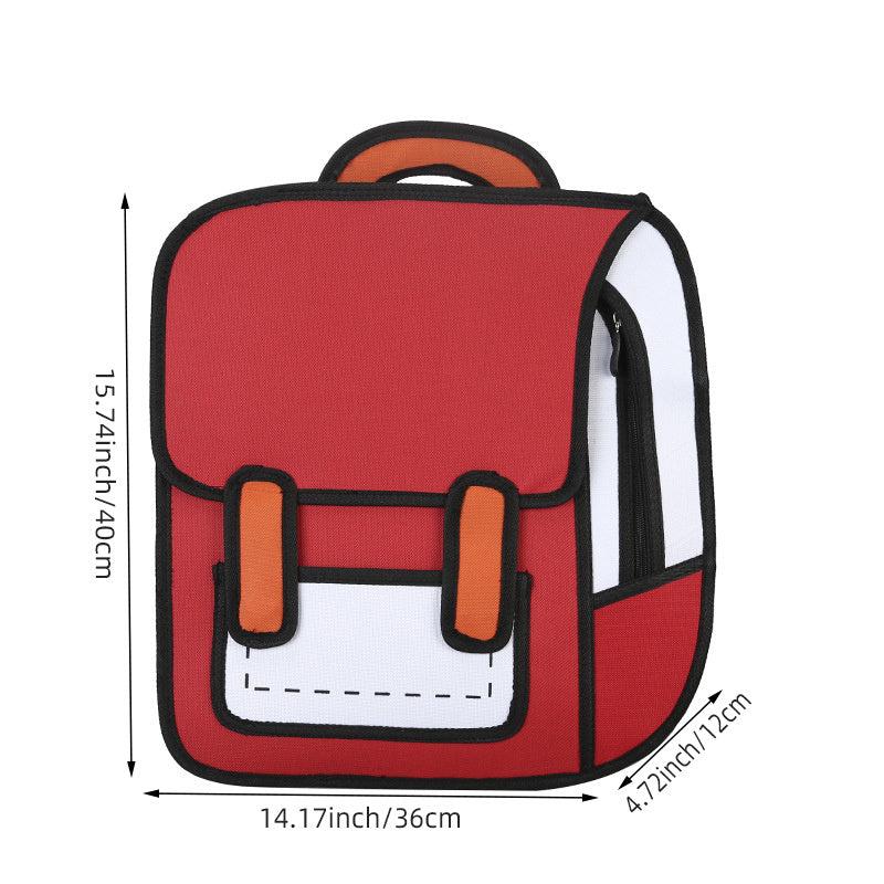 2D Cartoon Shape Backpack Contrast Bag Kids School Bag