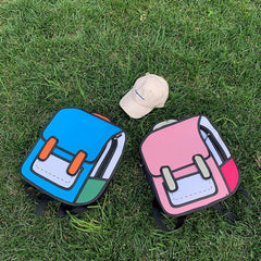 2D Cartoon Shape Backpack Contrast Bag Kids School Bag