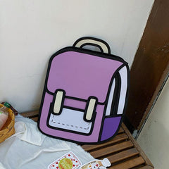 2D Cartoon Shape Backpack Contrast Bag Kids School Bag