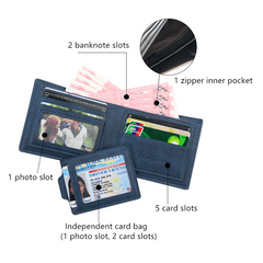 Men's Leather Short Wallet Money Clip Card Holder ID Window Coin Purse