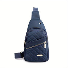 Quilted Embroidered Chest Bag Nylon Sports Fitness Crossbody Bag