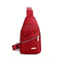 Quilted Embroidered Chest Bag Nylon Sports Fitness Crossbody Bag
