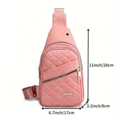 Quilted Embroidered Chest Bag Nylon Sports Fitness Crossbody Bag