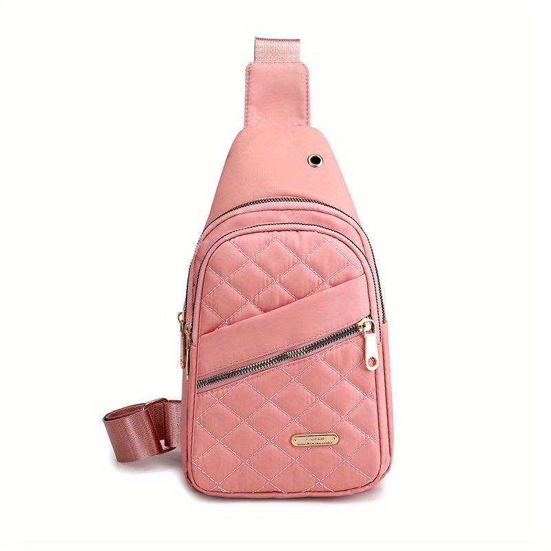 Quilted Embroidered Chest Bag Nylon Sports Fitness Crossbody Bag