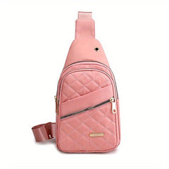 Quilted Embroidered Chest Bag Nylon Sports Fitness Crossbody Bag