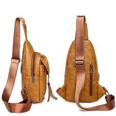 Retro Solid Sling Bag Fancy Chest Bag With Tassel Decor