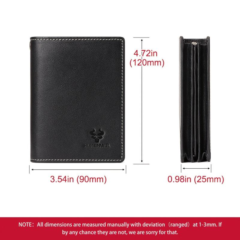 Vintage Short Wallets Men Leather RFID Blocking Wallet Chain Credit Card Holder