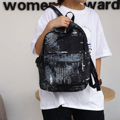 Vintage Graffiti Pattern Backpack Large Capacity Travel Bag